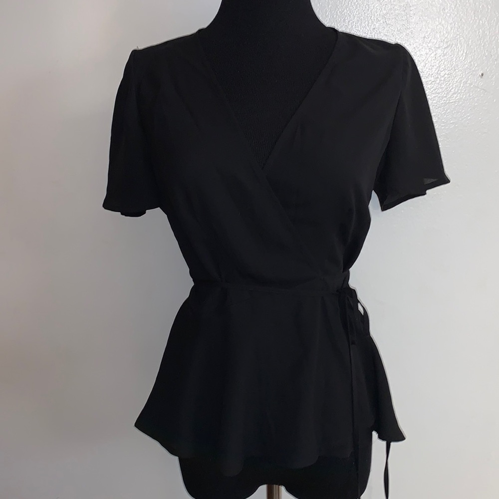 Lulu’s - size Small sheer black wrap around blouse